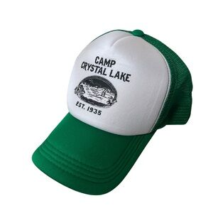Green and White Camp Crystal Lake Trucker Hat